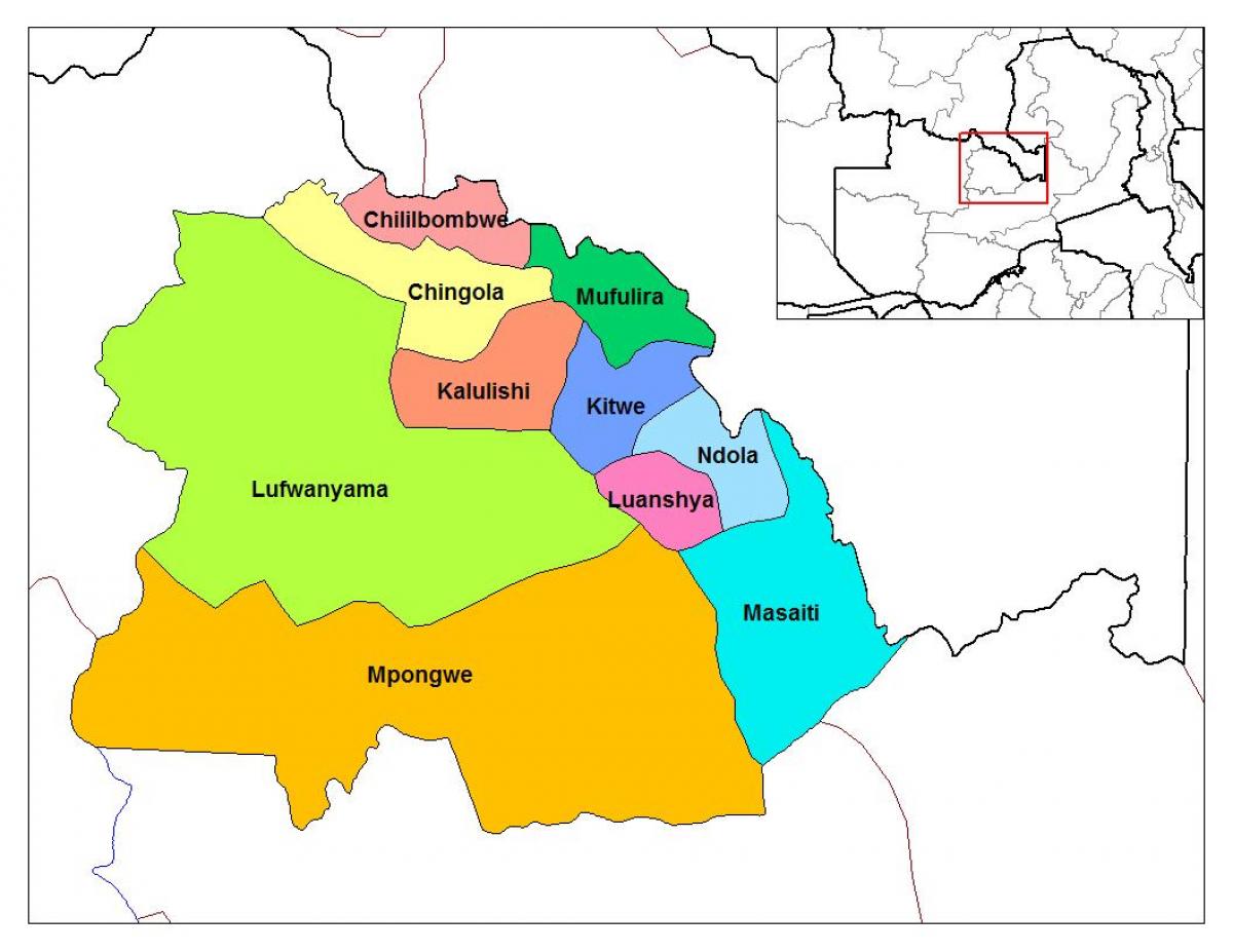 نقشہ کے copperbelt ریاست زیمبیا