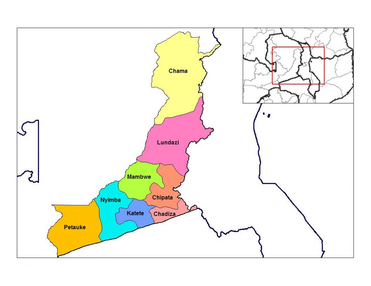 نقشہ کے مشرقی صوبے زیمبیا