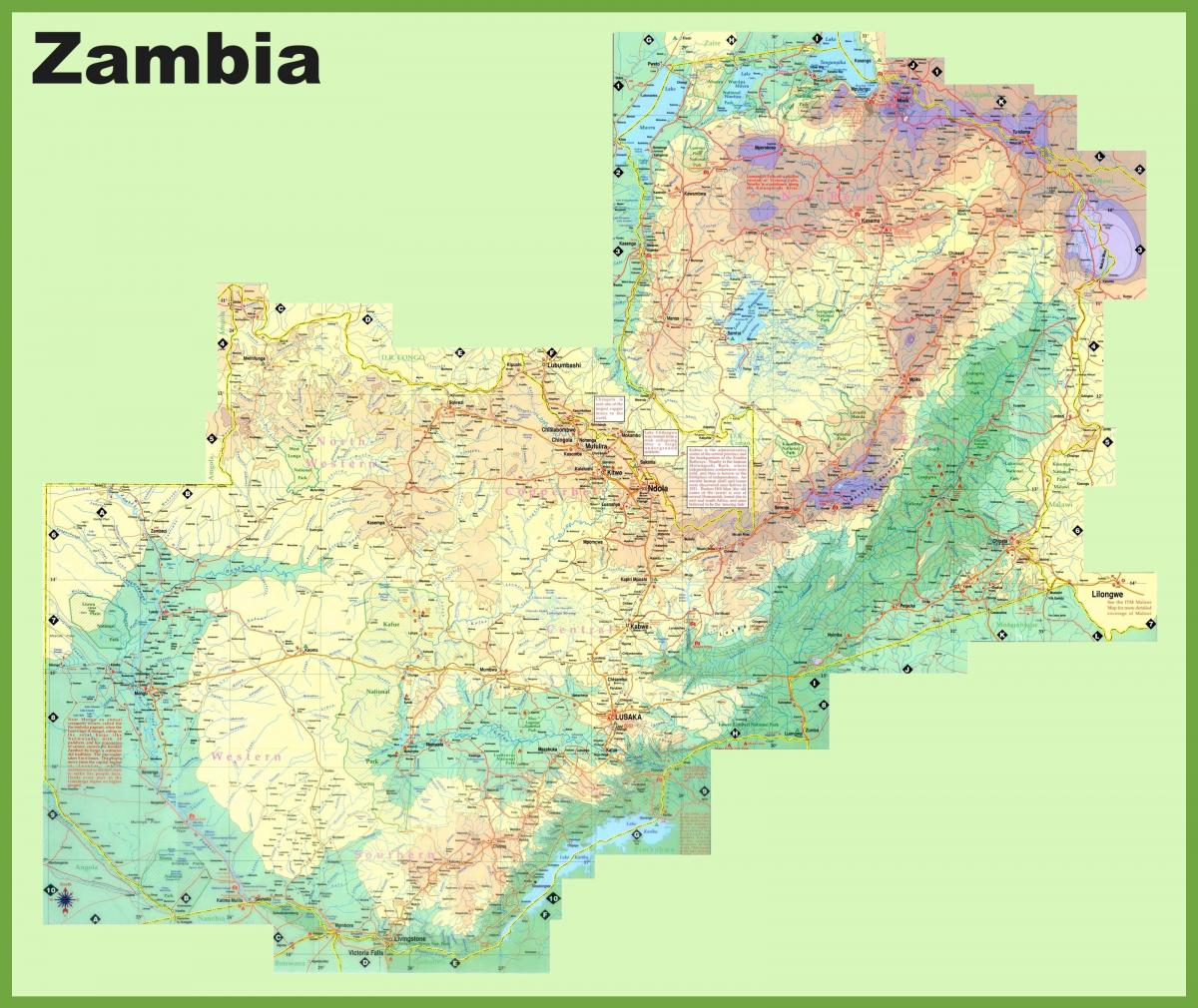 نقشہ کے زیمبیا دکھا تمام شہروں