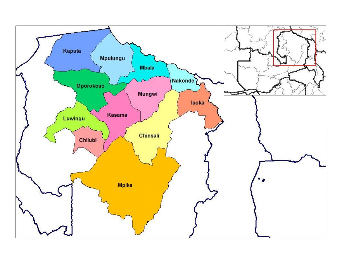 نقشہ کے شمالی صوبے زیمبیا