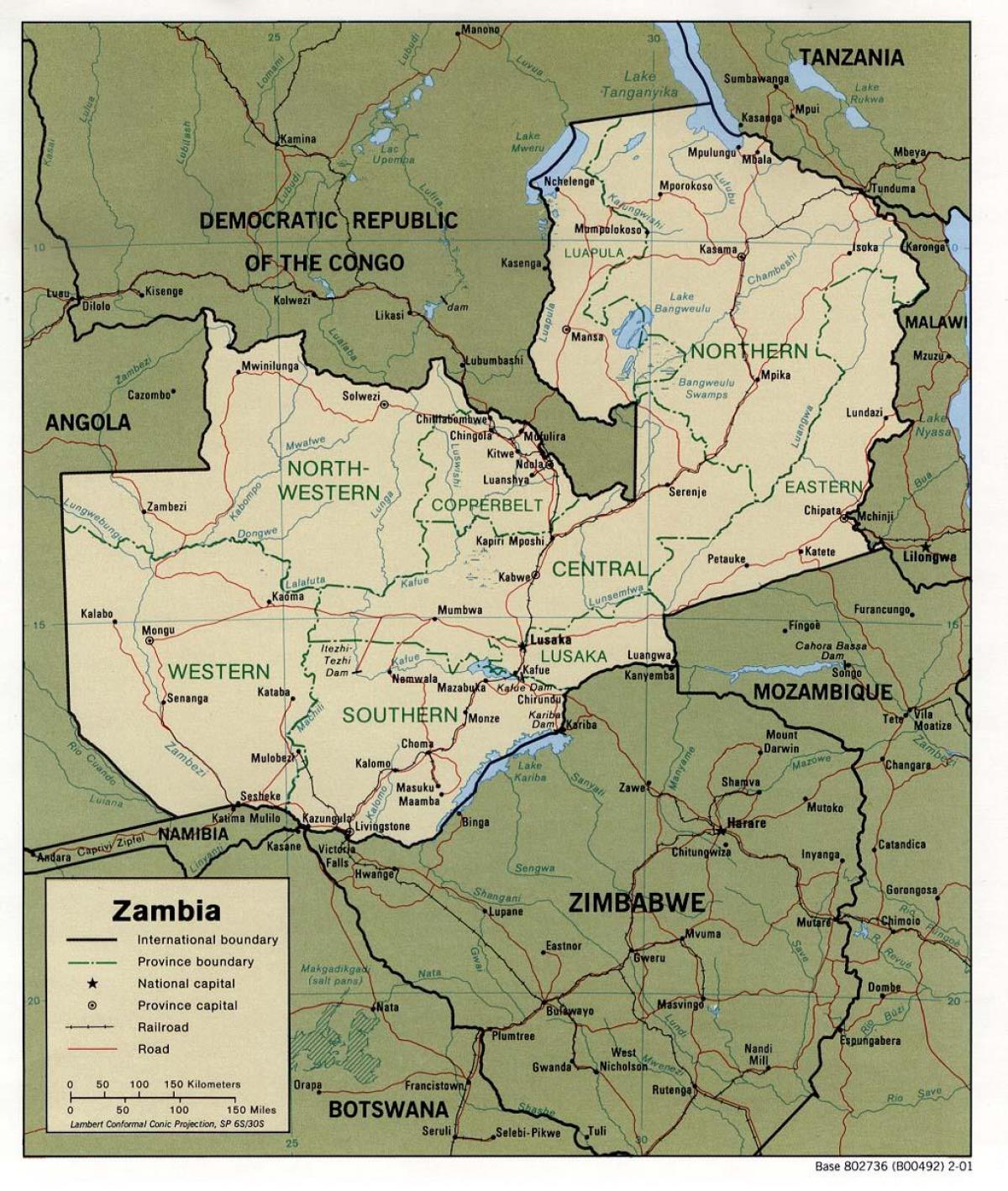 زیمبیا جسمانی خصوصیات کا نقشہ